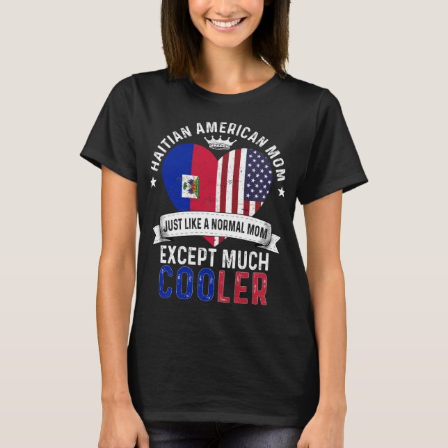 T-shirt Haïti American Maman Fête des mères Haïti Drapeau (Devant)