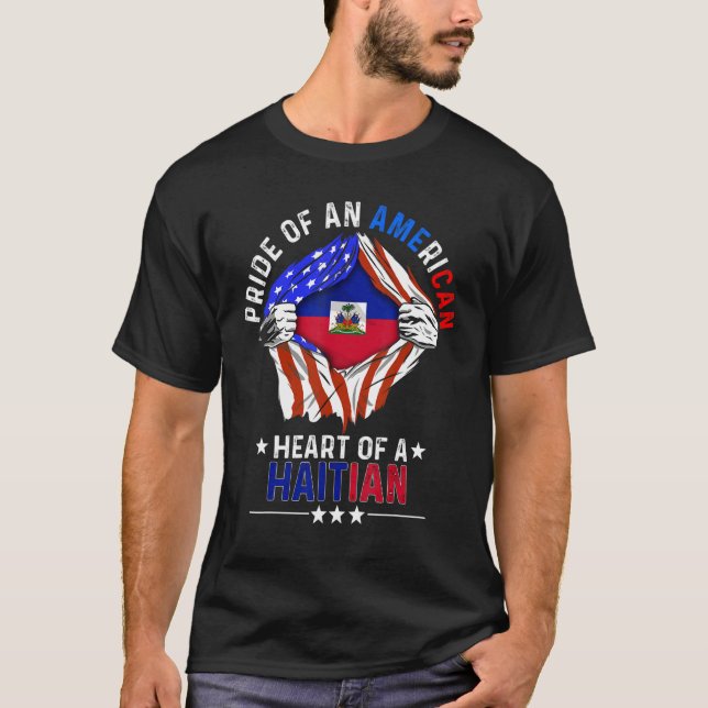 T-shirt Haïti Amérique Américaine Fierté Pays Étranger Hai (Devant)