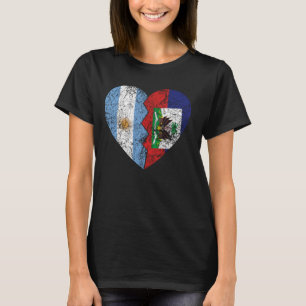 T-shirt Haïti Argentine Drapeau Coeur Argentine Haïti Fla