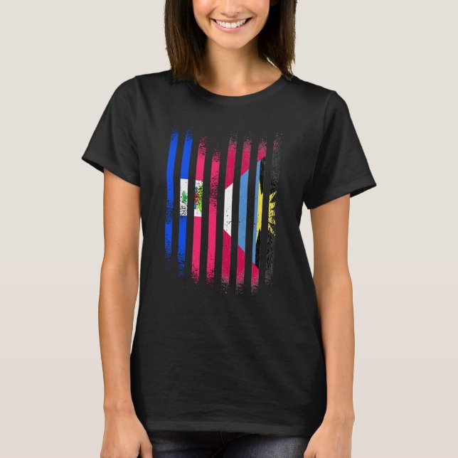 T-shirt Haiti Flag Antigua&Barbuda Grown Country Flags Str (Devant)