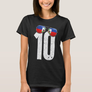 T-shirt Haïti joueur de football Numéro 10 Drapeau haïtien