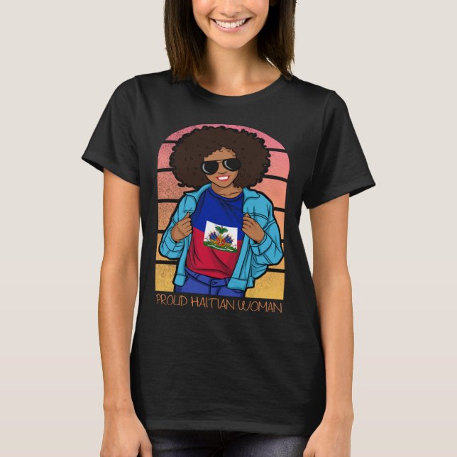 T-shirt Haïti Jour du Drapeau Haïtien Fier Femme Ayiti Gir (Devant)