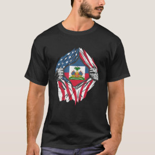 T-shirt Haitian Heritage Proud For A American Flag Haiti  