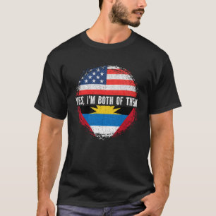 T-shirt Half American Half Antiguan Barbudan USA Flag 