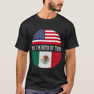 T-shirt Half American Half Mexican USA Flag Mexico Heritag