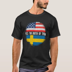 T-shirt Half American Half Swedish USA Flag Sweden