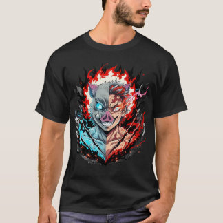 T-shirt Half Demon Warrior Mask – Fire and Ice Anime Style