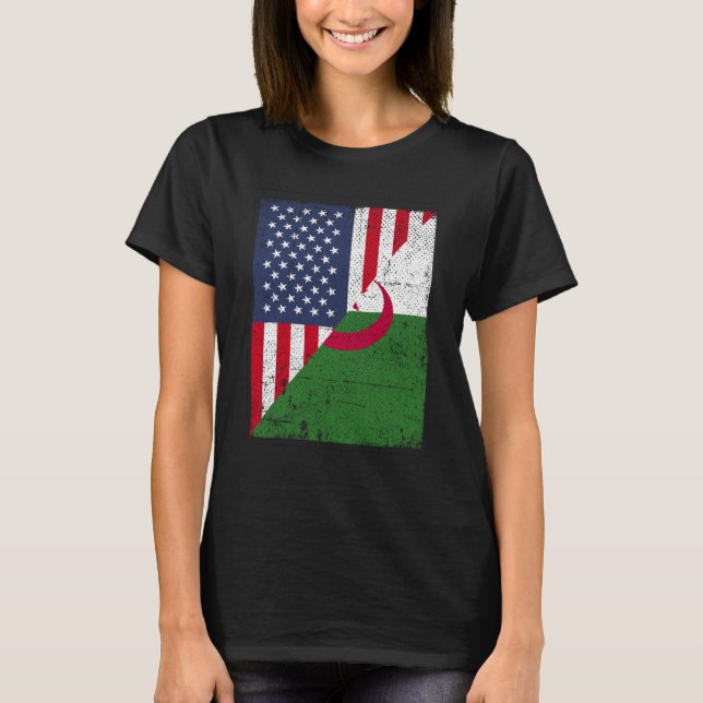 T-shirt Half USA Flag Half Albania Flag American Albanian  (Devant)