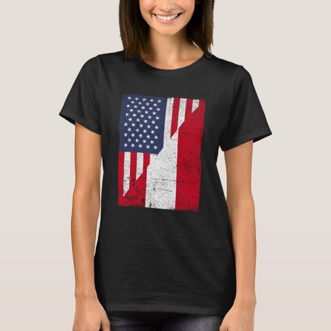 T-shirt Half USA Flag Half Austria Flag American Austrian (Devant)