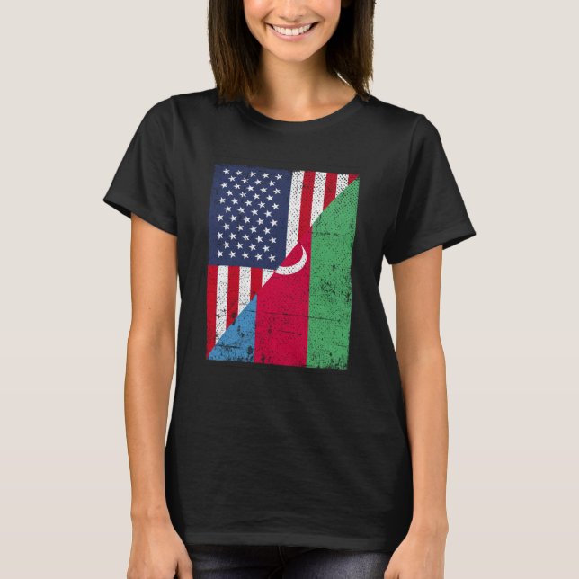 T-shirt Half USA Flag Half Azerbaijan Flag American Azerba (Devant)