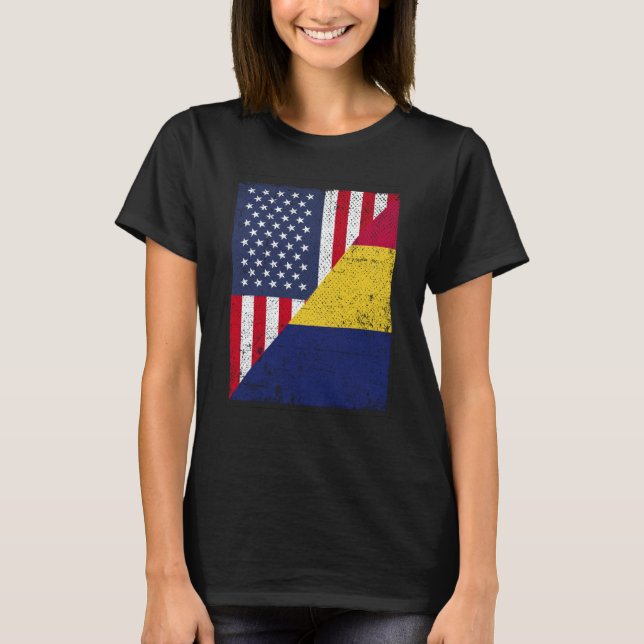 T-shirt Half USA Flag Half Chad Flag American Chadian (Devant)