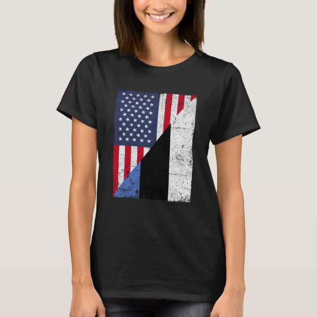 T-shirt Half USA Flag Half Estonia Flag American Estonian (Devant)