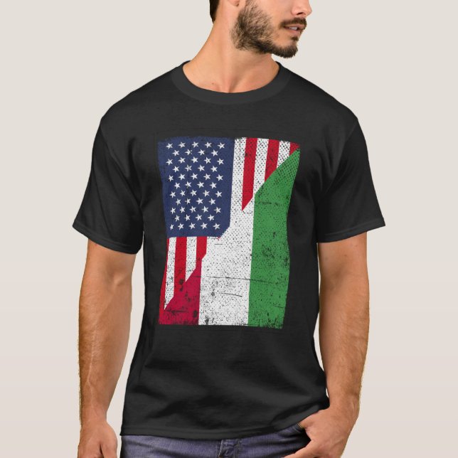 T-shirt Half USA Flag Half Hungary Flag American Hungarian (Devant)