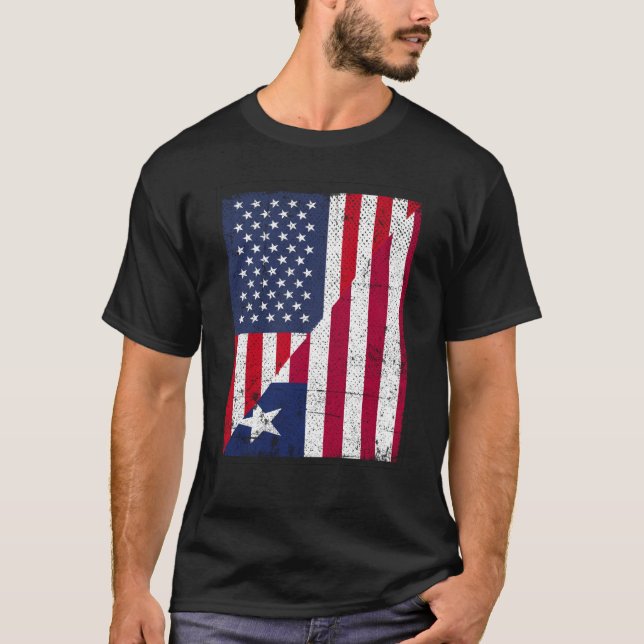 T-shirt Half USA Flag Half Liberia Flag American Libirian (Devant)