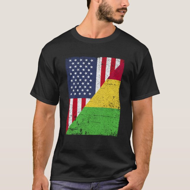 T-shirt Half USA Flag Half Mali Flag American Malian (Devant)