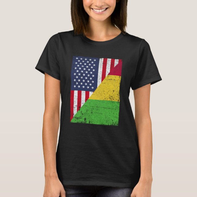 T-shirt Half USA Flag Half Mali Flag American Malian (Devant)