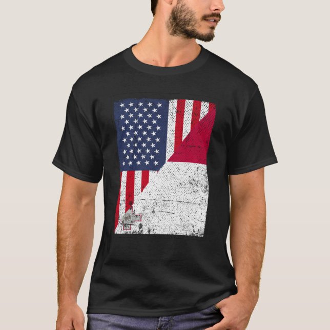 T-shirt Half USA Flag Half Malta Flag American Maltese (Devant)