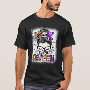 T-shirt Hallo Queen Messy Bun Witch Drôle Halloween Costum