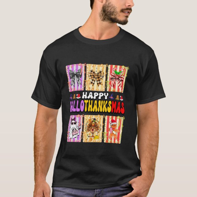 T-shirt Hallothanksmas Coquette Bow Halloween Thanksgiving (Devant)