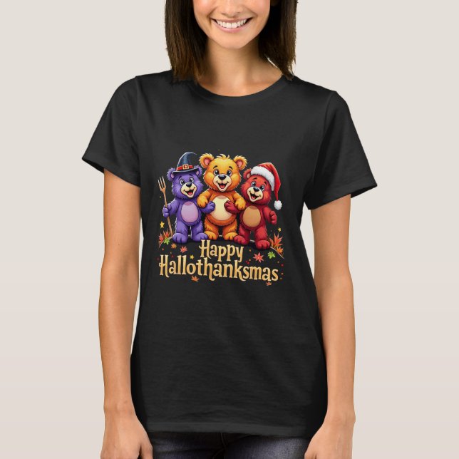 T-shirt Hallothanksmas Porte L'Halloween Thanksgiving Ch (Devant)