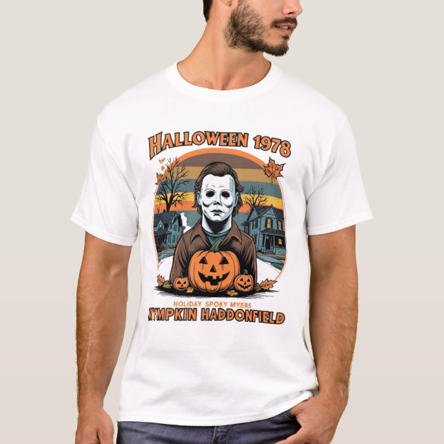 T-shirt Halloween 1978 Holiday Spooky Myers Pumpkin Haddon (Devant)