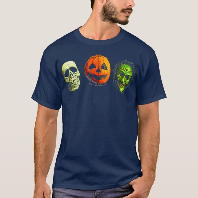 T-shirt Halloween 3 masques Shamrocks en argent (Devant)