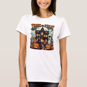 T-shirt Halloween amusant avec des citrouilles et des fant