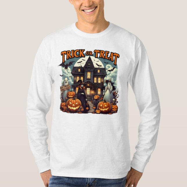 T-shirt Halloween amusant avec des citrouilles et des fant (Devant)