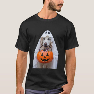 T-shirt Halloween Anglais Creme Golden Retriever Citrouill