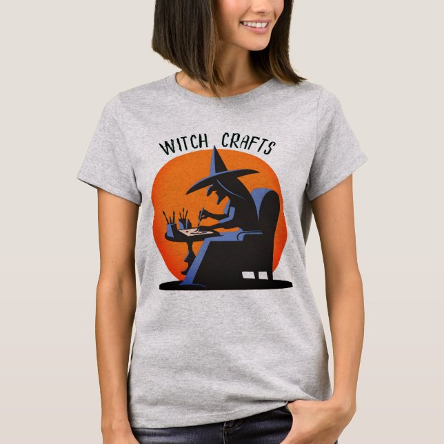 T-shirt Halloween artisanal sorcière rétro (Devant)