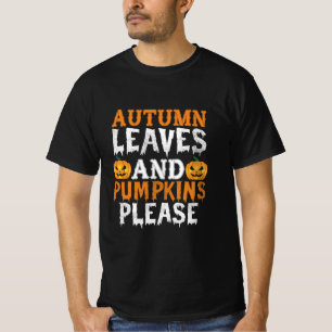 T-shirt Halloween Autumn Leaves and Pumkins Birthday