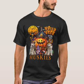 T-shirt Halloween avec mes huskies deux chiens mignons en 