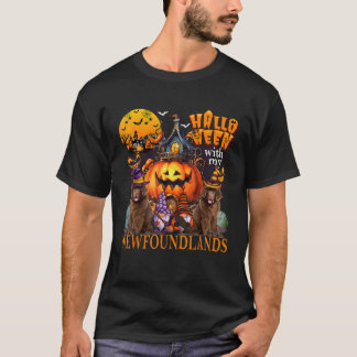 T-shirt Halloween avec mes Terre-Neuve Deux chiens mignons