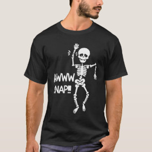 T-shirt Halloween Aww Snap Skeleton Dangers broyé main C