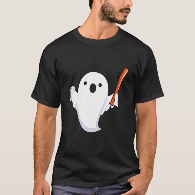 T-shirt Halloween Baseball Ghost Baseball Player Halloween (Devant)