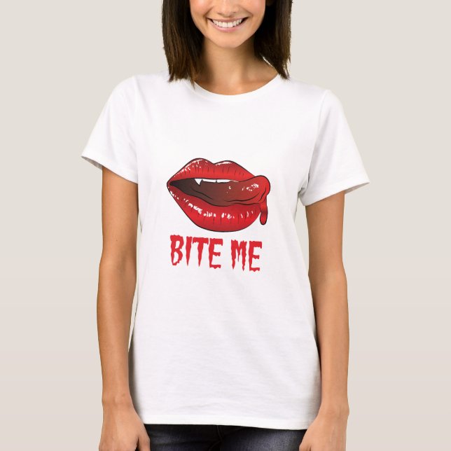 T-shirt Halloween Bite me design (Devant)