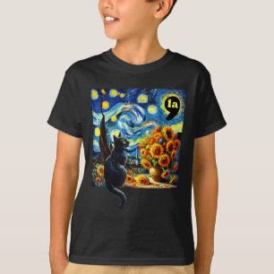 T-shirt Halloween Black Cat Comma La Starry Night Art Kama