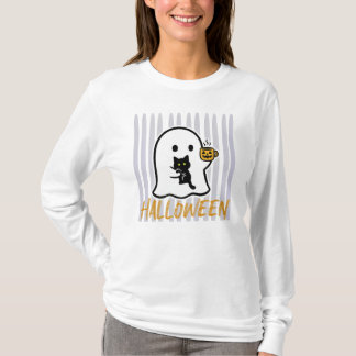 T-shirt Halloween Black Cat & Ghost