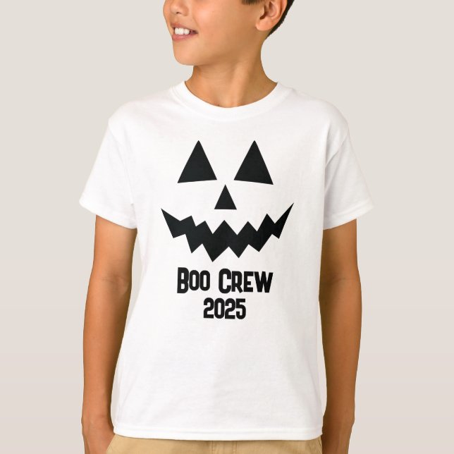 T-shirt Halloween Boo Crew 2025 jack-o-lantern pumpkin  (Devant)