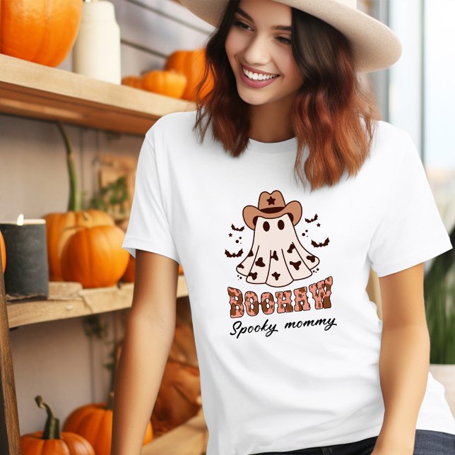 T-shirt Halloween Boohaw Retro Super Fantôme occidental Éf (Halloween Boohaw Retro Groovy Western Ghost Spooky T-Shirt)