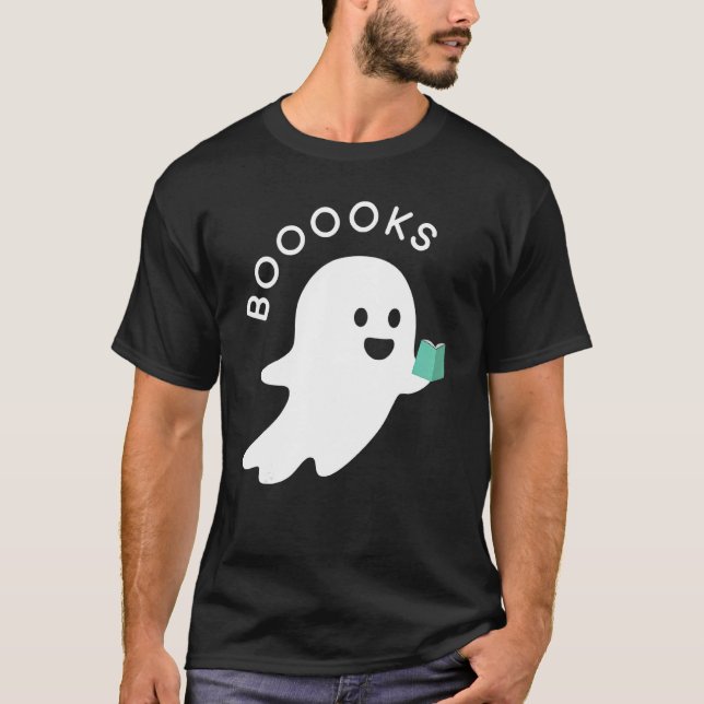 T-shirt Halloween Booooks Ghost Reading Boo Read Books Lib (Devant)