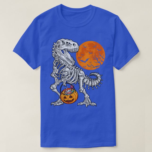 T-shirt Halloween Boys Dinosaur Skeleton T rex Scary Pumpk (Design devant)