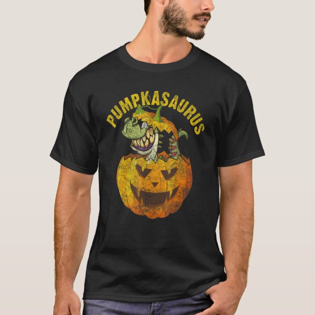 T-shirt Halloween Boys Men Pumpkasaurus Dinosaur Pumpkin   (Devant)