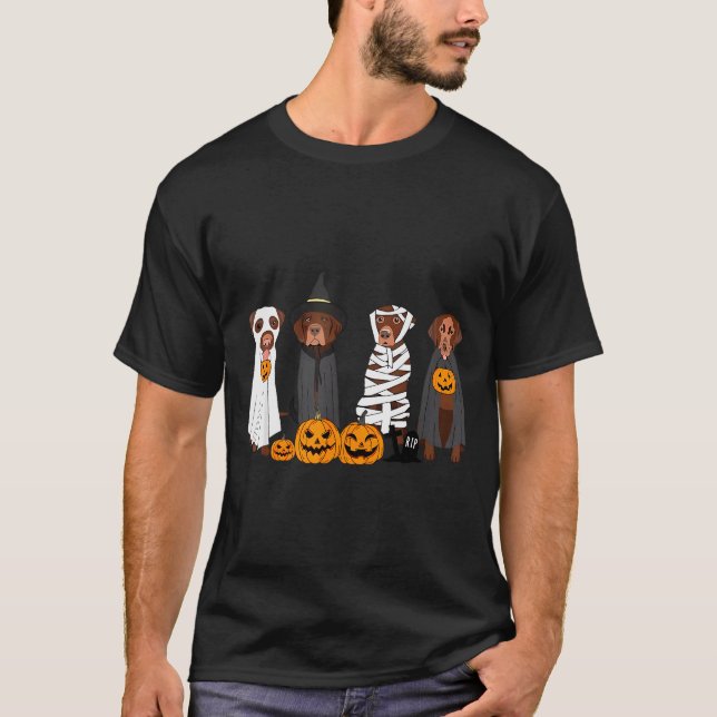T-shirt Halloween Brown Labrador Ghost Soky Chocolate Lab  (Devant)