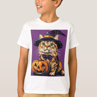T-shirt Halloween Chat Chat Citrouille saison Éffrayante v