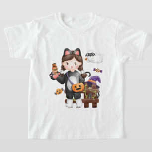 T-shirt Halloween Chat Citrouille enfants bot