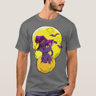 T-shirt Halloween Chat Citrouille Lune