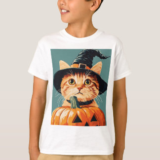T-shirt Halloween Chat de sorcière Citrouille saison Éffra
