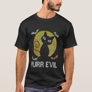 T-shirt Halloween Chat Doux moche Purr Evil Pun Pour Enfan