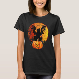 T-shirt Halloween Chat Noir Maman Citrouille Cimetière Épo